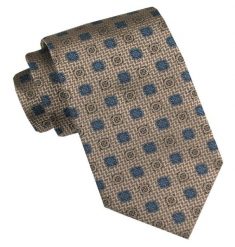 Klasyczny, Męski Krawat - Szeroki - Chattier - Beż w Grochy. Krawaty i muchy męskie Chattier, bez wzorów, z tkaniny, eleganckie. Za 49.00 zł.