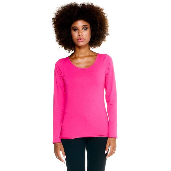 Koszulka na co dzień na siłownię. Fioletowe bluzki damskie LEONE 1947 APPAREL, bez wzorów, z bawełny, bez kołnierzyka. W wyprzedaży za 82.10 zł.