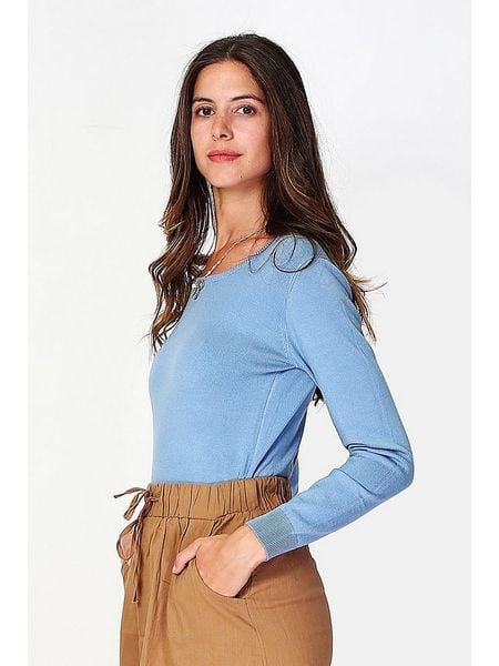 William de Faye Sweter w kolorze błękitnym rozmiar: 40. Niebieskie swetry klasyczne damskie William De Faye, z kaszmiru, bez kołnierzyka. Za 136.45 zł.