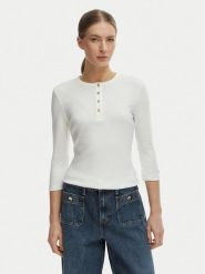 Tommy Hilfiger Bluzka WW0WW49629 Écru Slim Fit. Białe bluzki damskie Tommy Hilfiger, l, bez wzorów, z bawełny, bez ramiączek. Za 329.99 zł.