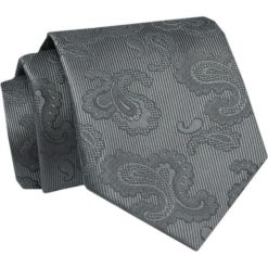 Krawat - ALTIES - Stalowy, Deseń w Kwiaty. Szare krawaty i muchy męskie Alties, bez wzorów, z tkaniny, eleganckie. Za 49.00 zł.