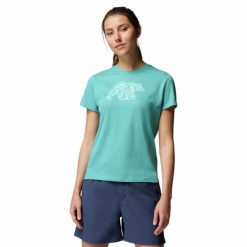 Koszulka techniczna damska Columbia Ruby Springs Graphic Fit Short Sleeve. Niebieskie bluzki sportowe damskie Columbia, l, bez wzorów, bez ramiączek. Za 93.09 zł.
