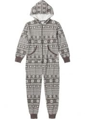 Kombinezon oversized z dzianiny dresowej. Szare kombinezony damskie bonprix, bez wzorów, z bawełny, bez kołnierzyka, bez ramiączek. Za 169.99 zł.
