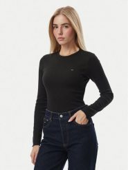 Tommy Jeans Bluzka DW0DW23524 Czarny Slim Fit. Czarne bluzki damskie Tommy Jeans, m, bez wzorów, z bawełny, bez ramiączek. Za 189.99 zł.