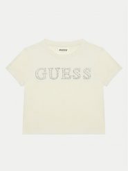 Guess T-Shirt J4YI48 KBXI2 Écru Regular Fit. Koszulki dziewczęce Guess, z aplikacjami, z syntetyku, bez ramiączek. Za 89.99 zł.