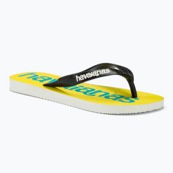 Japonki Havaianas Top Logomania 2 white /. Żółte klapki damskie Havaianas, bez wzorów, z materiału, bez obcasa. Za 119.99 zł.