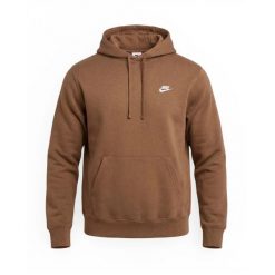 Bluza sportowa męska Nike Club. Brązowe bluzy sportowe męskie Nike, bez wzorów, z bawełny, klasyczne, bez kołnierzyka, bez ramiączek. Za 395.00 zł.