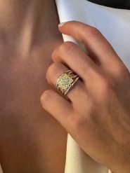 Eclat d'Argent Pozłacany pierścionek ze szmaragdami rozmiar: 54. Szare pierścionki damskie Eclat d'Argent, z szmaragdem, pozłacane. Za 208.99 zł.