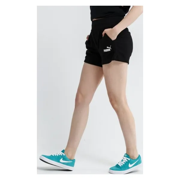 Puma Szorty Ess Sweat Tr , czarny, rozmiar S. Czarne szorty damskie Puma, bez wzorów, z bawełny, sportowe. W wyprzedaży za 99.99 zł.