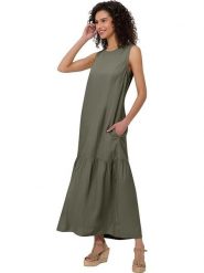 Heine Sukienka w kolorze khaki rozmiar: 44. Brązowe sukienki damskie Heine, na co dzień, bez wzorów, bez kołnierzyka, bez ramiączek, maxi, proste. Za 122.09 zł.