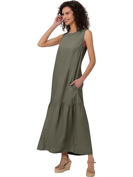 Heine Sukienka w kolorze khaki rozmiar: 42. Brązowe sukienki damskie Heine, na co dzień, bez wzorów, bez kołnierzyka, bez ramiączek, maxi, proste. Za 168.46 zł.