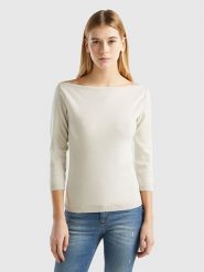 Benetton Sweter w kolorze beżowym rozmiar: XL. Brązowe swetry klasyczne damskie Benetton, xl, z bawełny, bez kołnierzyka. Za 96.60 zł.