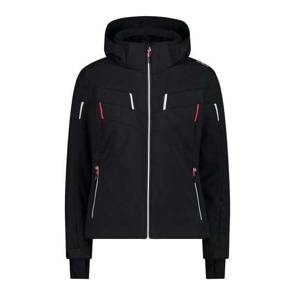 Kurtka damska narciarska CMP 34W4536. Czarne kurtki damskie CMP, na zimę, l, bez wzorów, z softshellu, z kapturem. Za 999.99 zł.