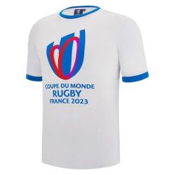 Koszulka z polycottonu Macron RWC France 2023. Białe bluzki damskie Macron, l, bez wzorów, sportowe, bez kołnierzyka, bez ramiączek. Za 221.50 zł.