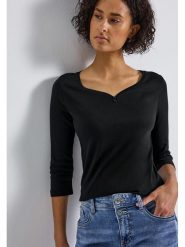 Cecil Koszulka w kolorze czarnym rozmiar: 36. Czarne bluzki damskie Cecil, bez wzorów, bez kołnierzyka. Za 74.11 zł.