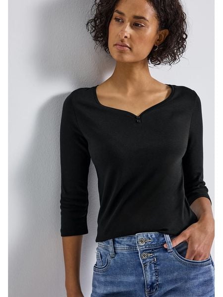 Cecil Koszulka w kolorze czarnym rozmiar: 36. Czarne bluzki damskie Cecil, bez wzorów, bez kołnierzyka, bez ramiączek. Za 74.11 zł.