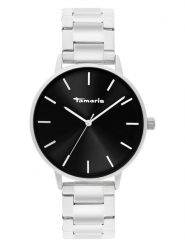 Tamaris Zegarek kwarcowy w kolorze srebrno-czarnym rozmiar: onesize. Szare, analogowe zegarki damskie Tamaris, metalowe. Za 173.99 zł.
