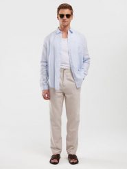 BIG STAR Lniana koszula - Regular fit - w kolorze błękitnym rozmiar: XL. Niebieskie koszule męskie Big Star, xl, bez wzorów, ze lnu, bez kołnierzyka, bez ramiączek. Za 139.99 zł.