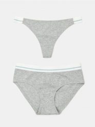 Majtki stringi i hipster 2 pack - szary. Szare stringi damskie Sinsay, l, bez wzorów. Za 19.99 zł.