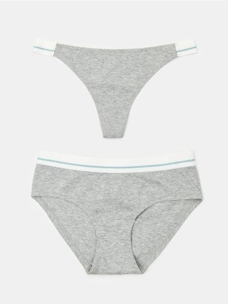Majtki stringi i hipster 2 pack - szary. Szare stringi damskie Sinsay, l, bez wzorów. Za 19.99 zł.