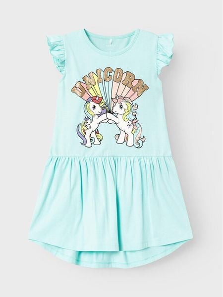 NAME IT Sukienka codzienna Mai 13227608 Niebieski Standard Fit. Niebieskie sukienki dziewczęce Name it, bez wzorów, z bawełny, bez ramiączek. Za 93.99 zł.