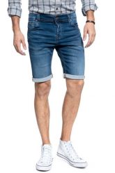 MUSTANG CHICAGO SHORT MĘSKIE SZORTY KRÓTKIE SPODENKI DENIM BLUE 1011731 5000 682. Niebieskie szorty męskie Mustang, z bawełny, bez kołnierzyka. Za 159.99 zł.