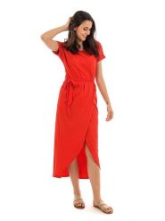 Fille de Coton Sukienka "Lydia" w kolorze czerwonym rozmiar: 36/38. Czerwone sukienki damskie Fille de Coton, bez wzorów, z bawełny, klasyczne, bez kołnierzyka, bez ramiączek, maxi. Za 143.99 zł.