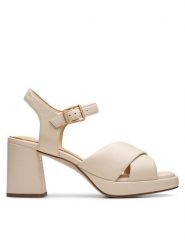 Clarks Sandały Ritzy75 Rae 26181304 Écru. Sandały damskie Clarks, bez wzorów, ze skóry, bez obcasa, na słupku. Za 409.99 zł.