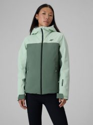 4F Kurtka zimowa membrana 5000 damska - miętowa XL. Niebieskie kurtki damskie 4f, l, bez wzorów, bez kaptura, narciarskie. Za 399.99 zł.