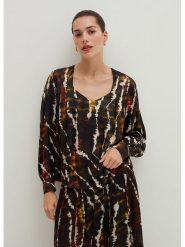 STEFANEL Bluzka w kolorze czarnym rozmiar: 42. Czarne bluzki damskie Stefanel, bez wzorów, z bawełny, bez kołnierzyka, bez ramiączek. Za 143.56 zł.