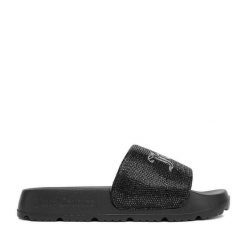 Klapki Juicy Couture. Czarne klapki damskie Juicy Couture, bez wzorów, bez obcasa. Za 119.99 zł.