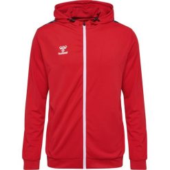 Poliestrowa bluza dresowa z kapturem i zamkiem błyskawicznym Hummel Authentic. Czerwone bluzy sportowe męskie HUMMEL, z dresówki. Za 281.00 zł.