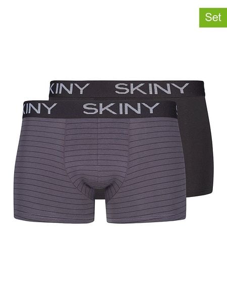 Skiny Bokserki (2 pary) w kolorze czarnym i antracytowym rozmiar: S. Czarne bokserki męskie Skiny, bez wzorów. Za 70.24 zł.