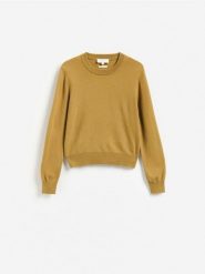 Sweter z wełny merino - oliwkowy. Zielone swetry klasyczne damskie Reserved, l, z wełny, bez kołnierzyka. Za 199.99 zł.