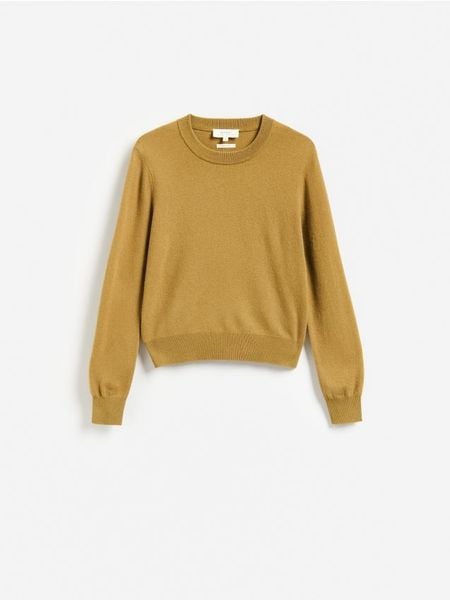 Sweter z wełny merino - oliwkowy. Zielone swetry klasyczne damskie Reserved, l, z wełny, bez kołnierzyka. Za 199.99 zł.