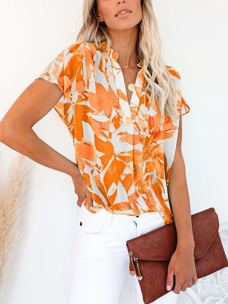 Milan Kiss Bluzka w kolorze pomarańczowo-białym rozmiar: L. Białe bluzki damskie Milan Kiss, l, bez wzorów, bez kołnierzyka, bez ramiączek. Za 130.81 zł.