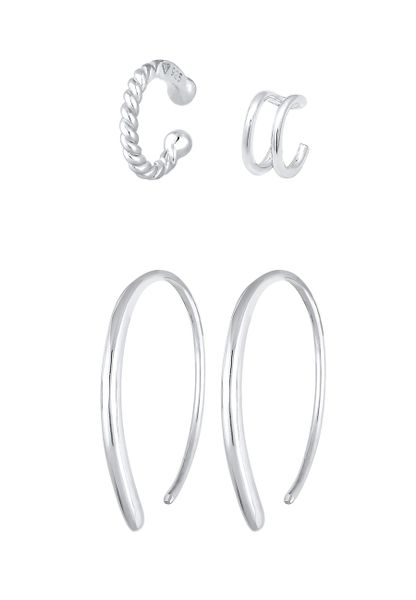 Elli Creole Earcuff Set Basic Blogger Trend 925 Silver Kolczyki 1 ct Damski. Szare kolczyki damskie Elli, srebrne. Za 228.99 zł.