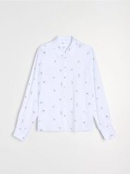 Koszula z wiskozy - biały. Białe koszule damskie Sinsay, l, bez wzorów, z wiskozy, bez kołnierzyka, bez ramiączek. Za 39.99 zł.