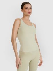 4F Top do jogi i pilatesu slim szybkoschnący damski - zielony XL. Zielone topy damskie 4f, xl, bez wzorów, z dzianiny, bez ramiączek. W wyprzedaży za 79.99 zł.