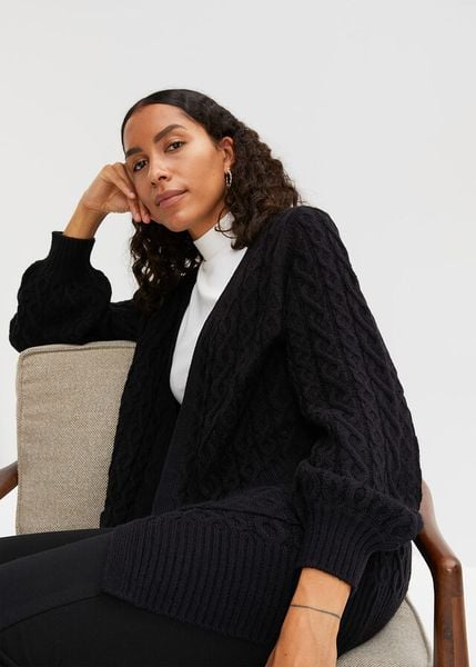 Długi kardigan. Zielone kardigany damskie bonprix, bez wzorów, z dzianiny. Za 139.99 zł.