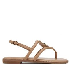 Sandały Nine West. Brązowe sandały damskie Nine West, bez wzorów, bez obcasa, na płaskiej podeszwie. Za 125.99 zł.