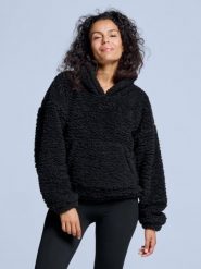 Bluza z kapturem Fluffy - damska - na cztery pory roku - Teddy - czarna. Czarne bluzy z kapturem damskie POEDERBAAS, xl, z materiału. Za 199.42 zł.