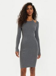Guess Sukienka dzianinowa Vanessa W4BK24 Z3I22 Szary Regular Fit. Szare sukienki damskie Guess, m, z aplikacjami, z dzianiny, bez kołnierzyka, bez ramiączek. Za 599.99 zł.