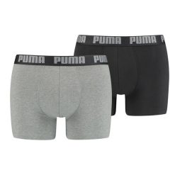 Puma Men Basic Boxer 2-Pack black grey [521015001 691] r.M. Czarne bokserki męskie Puma, bez wzorów, z bawełny. Za 51.10 zł.
