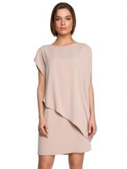 Stylove Sukienka w kolorze beżowym rozmiar: XXL. Brązowe sukienki damskie Stylove, na co dzień, xxl, bez wzorów, bez kołnierzyka, bez ramiączek, mini, proste. Za 249.76 zł.