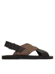 Emporio Armani Sandały EM004323 AF25617 M6354 Brązowy. Brązowe sandały męskie Emporio Armani, ze skóry, bez zapięcia. Za 1,069.00 zł.