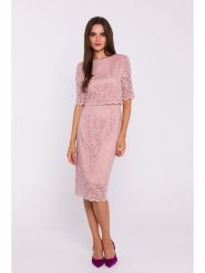 Stylove Sukienka w kolorze jasnoróżowym rozmiar: M. Różowe sukienki damskie Stylove, na co dzień, m, bez wzorów, z koronki, bez kołnierzyka, bez ramiączek, midi, proste. Za 306.73 zł.