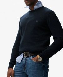 Superdry Essentials Cotton Jumper – sweter bawełniany, krój relaxed. Niebieskie swetry męskie Superdry., uniwersalny, bez wzorów, z bawełny, bez kołnierzyka. Za 296.85 zł.