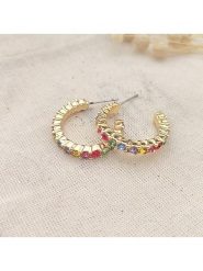 Atelier MIU Pozłacane kolczyki-półkreole z cyrkoniami rozmiar: onesize. Żółte kolczyki damskie atelier MIU, z cyrkonią, pozłacane. Za 34.99 zł.