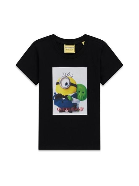 Guess Kids T-Shirt 183592 Czarny Classic Fit. Czarne t-shirty chłopięce Guess Kids, z aplikacjami, bez ramiączek. Za 114.99 zł.